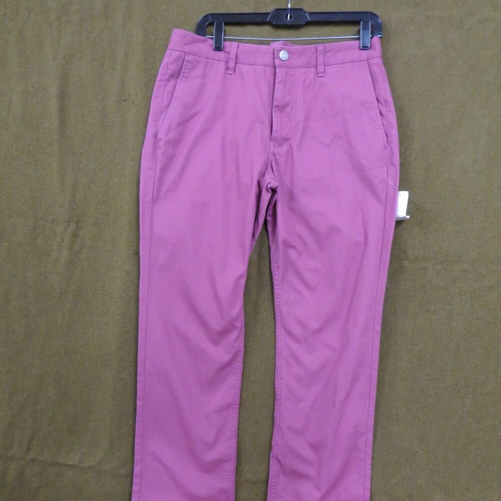 Bonobos Men's 32x32 Slim Dark Pink Waimea Rose 100% Cotton Casual Dress Pants
